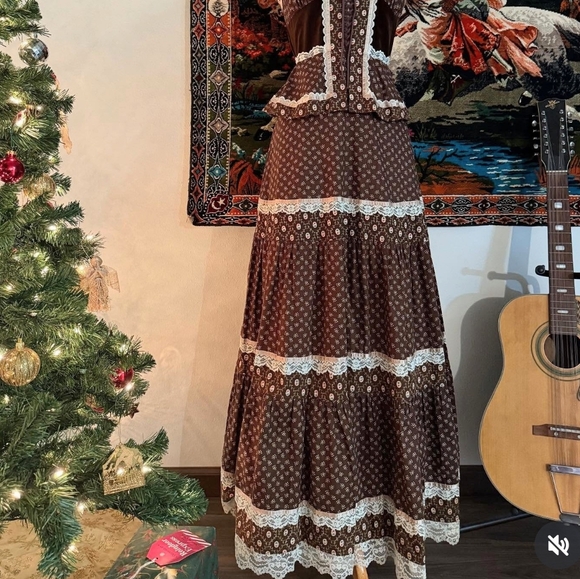 Vintage Brown Velvet Gunne Sax Corset Dress Size 5 (XXS-XS) - Picture 3 of 7